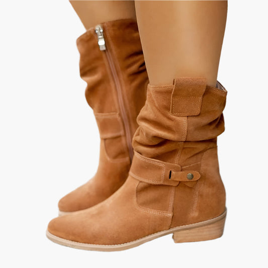 Women's Low-Cut Suede Boots with Zipper – Casual Comfortable Slip-Resistant Style