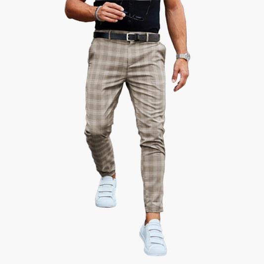 Men's Slim Fit Plaid Chino Pants – Trendy Casual and Smart Style