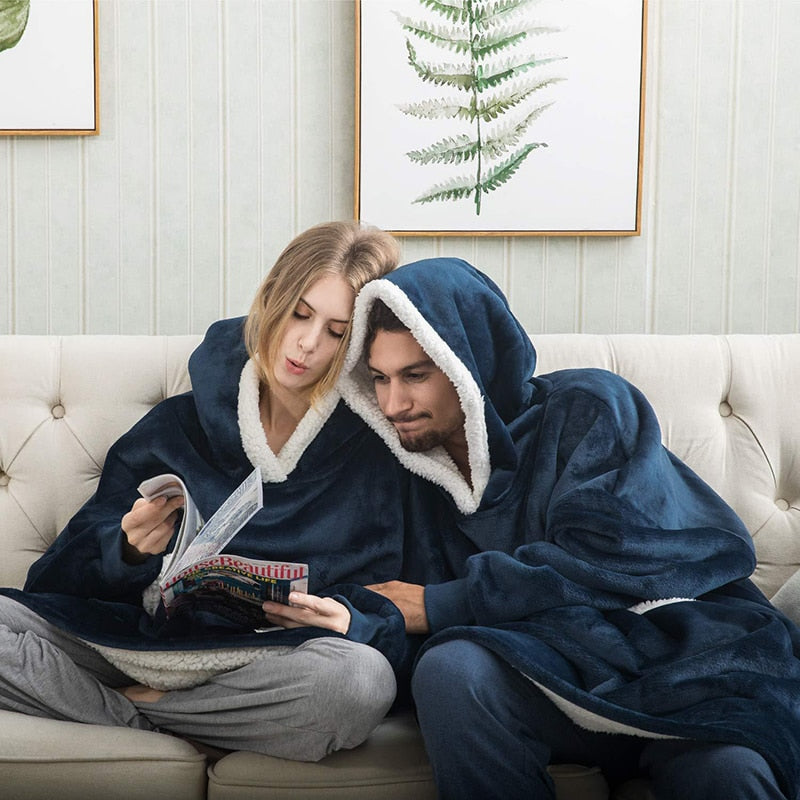 Women's Cozy Oversized Hoodie Blanket – Ultra Soft Fleece Lounge Wear with Hood and Pockets