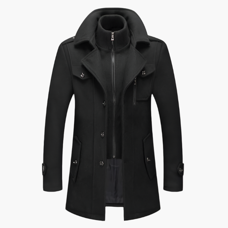 Men's Fashion Winter Overcoat with Layered Collar – Elegant Casual Outerwear