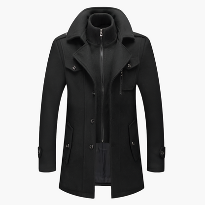 Men's Fashion Winter Overcoat with Layered Collar – Elegant Casual Outerwear