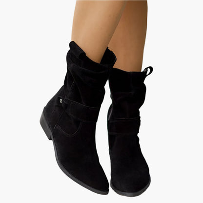 Women's Low-Cut Suede Boots with Zipper – Casual Comfortable Slip-Resistant Style