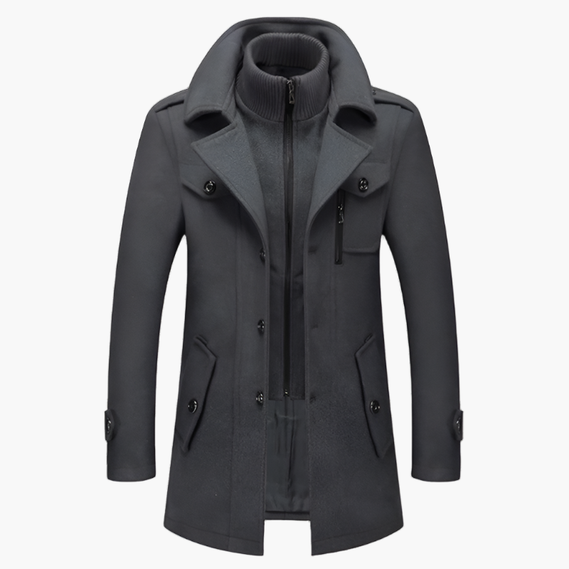 Men's Fashion Winter Overcoat with Layered Collar – Elegant Casual Outerwear