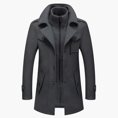 Men's Fashion Winter Overcoat with Layered Collar – Elegant Casual Outerwear