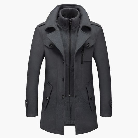 Men's Fashion Winter Overcoat with Layered Collar – Elegant Casual Outerwear