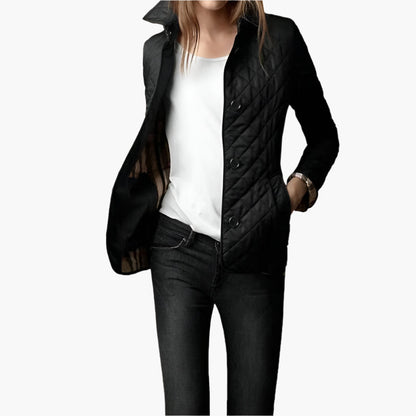 Women's Quilted Tailored Lightweight Jacket – Classic Diamond Stitch, Versatile Outerwear for Everyday Style