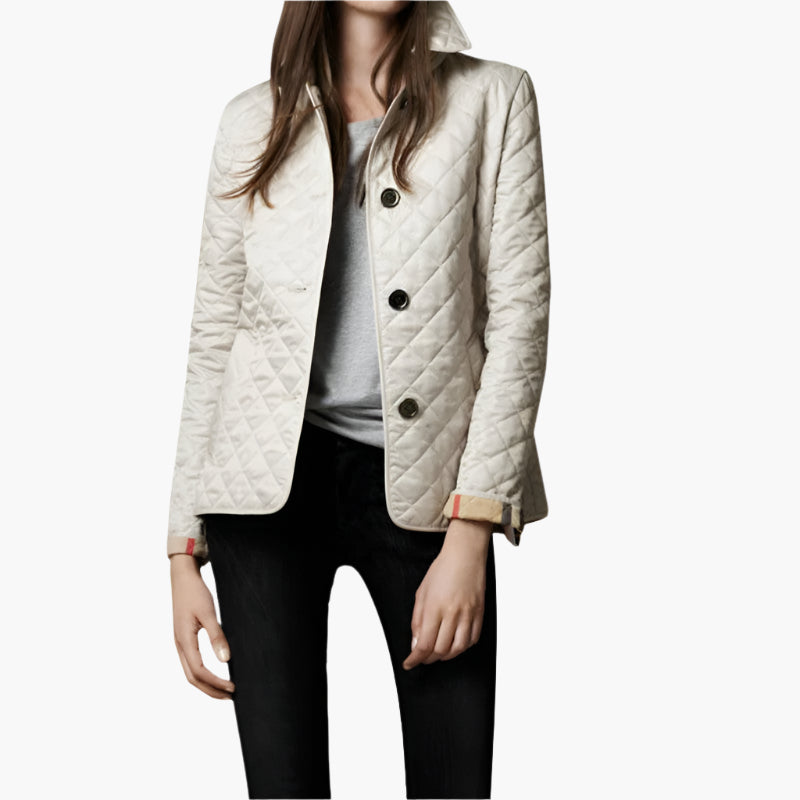 Women's Quilted Tailored Lightweight Jacket – Classic Diamond Stitch, Versatile Outerwear for Everyday Style