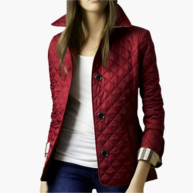 Women's Quilted Tailored Lightweight Jacket – Classic Diamond Stitch, Versatile Outerwear for Everyday Style