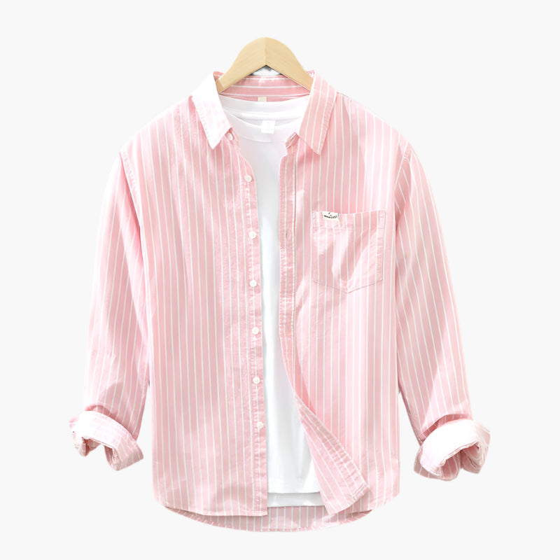 Men's Casual Striped Button-Up Shirt – Classic Summer Relaxed Fit