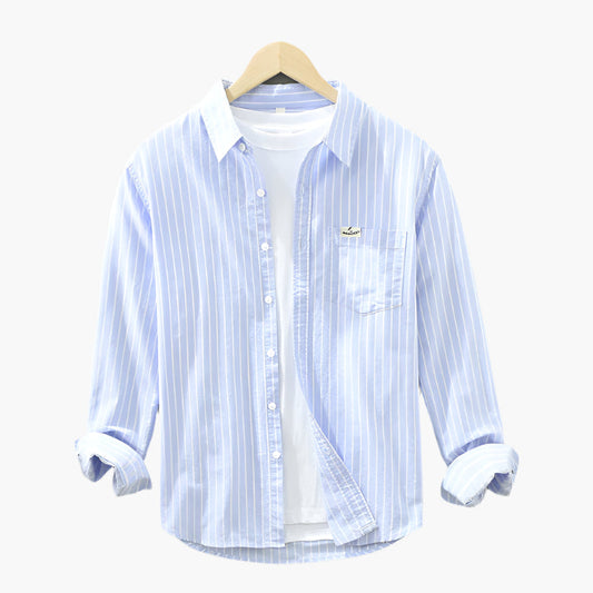 Men's Casual Striped Button-Up Shirt – Classic Summer Relaxed Fit
