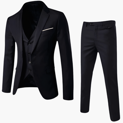 Men's Classic Three-Piece Suit with Vest – Formal Business & Wedding Attire