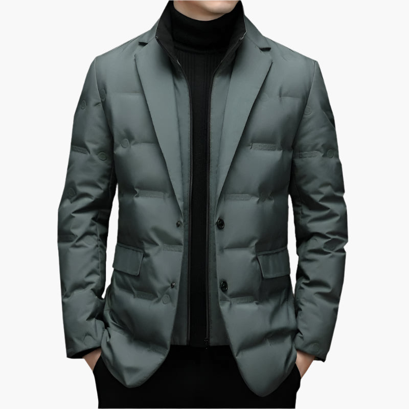 Men's Modern Business Casual Puffer Blazer – Tailored Warm Jacket for Office and Everyday Elegance