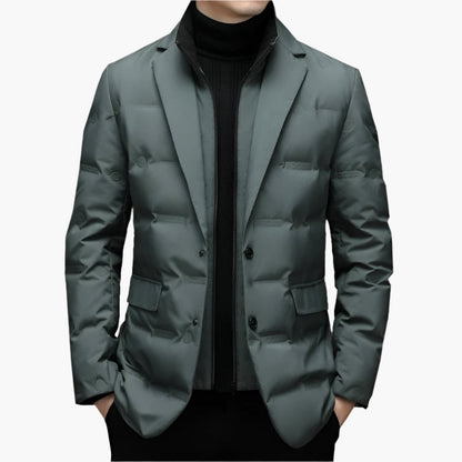 Men's Modern Business Casual Puffer Blazer – Tailored Warm Jacket for Office and Everyday Elegance