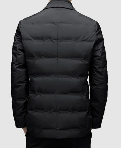 Men's Modern Business Casual Puffer Blazer – Tailored Warm Jacket for Office and Everyday Elegance