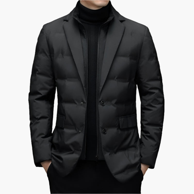 Men's Modern Business Casual Puffer Blazer – Tailored Warm Jacket for Office and Everyday Elegance