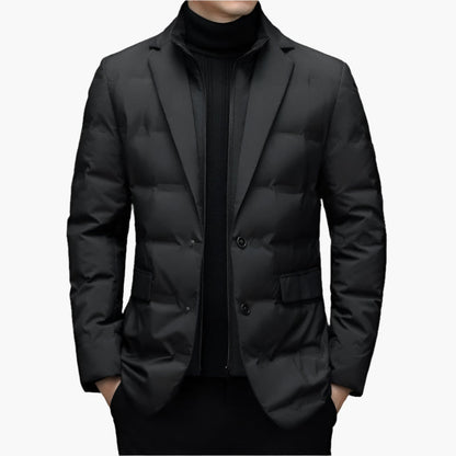 Men's Modern Business Casual Puffer Blazer – Tailored Warm Jacket for Office and Everyday Elegance