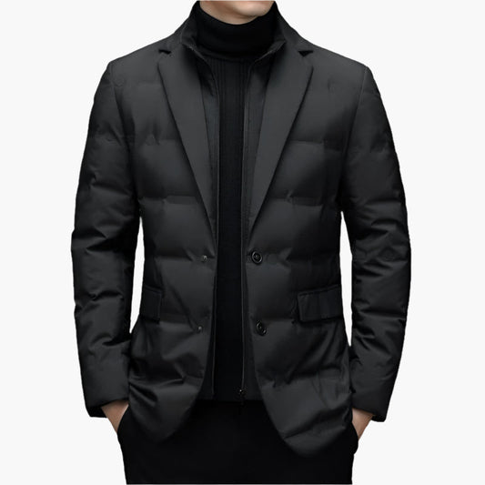 Men's Modern Business Casual Puffer Blazer – Tailored Warm Jacket for Office and Everyday Elegance