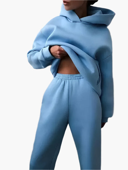 Women's Relaxed Fit Hoodie and Jogger Lounge Set – Casual Winterwear, Cozy Two-Piece Outfit