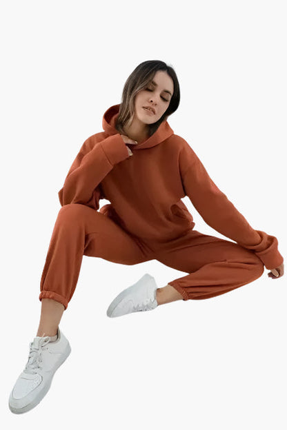 Women's Relaxed Fit Hoodie and Jogger Lounge Set – Casual Winterwear, Cozy Two-Piece Outfit