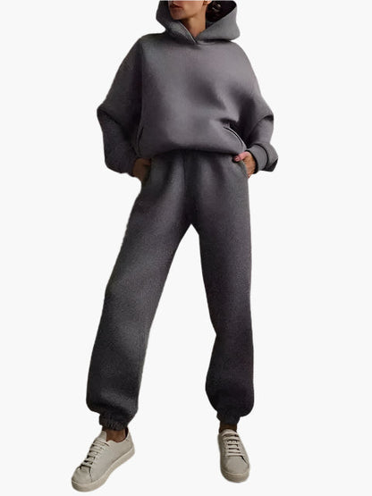 Women's Relaxed Fit Hoodie and Jogger Lounge Set – Casual Winterwear, Cozy Two-Piece Outfit