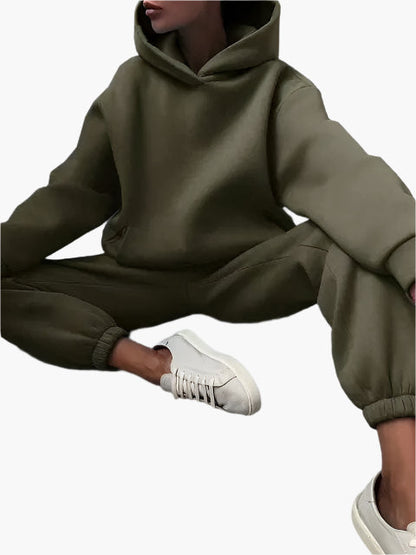 Women's Relaxed Fit Hoodie and Jogger Lounge Set – Casual Winterwear, Cozy Two-Piece Outfit