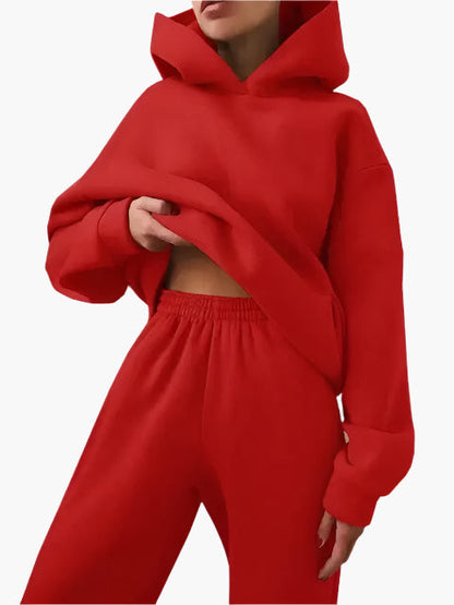 Women's Relaxed Fit Hoodie and Jogger Lounge Set – Casual Winterwear, Cozy Two-Piece Outfit