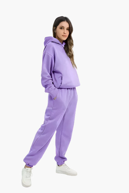 Women's Relaxed Fit Hoodie and Jogger Lounge Set – Casual Winterwear, Cozy Two-Piece Outfit