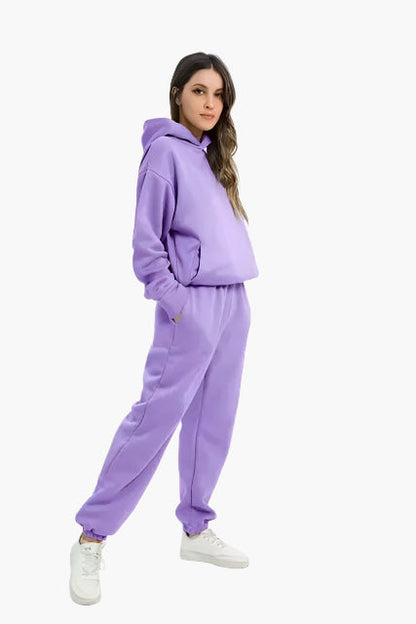 Women's Relaxed Fit Hoodie and Jogger Lounge Set – Casual Winterwear, Cozy Two-Piece Outfit