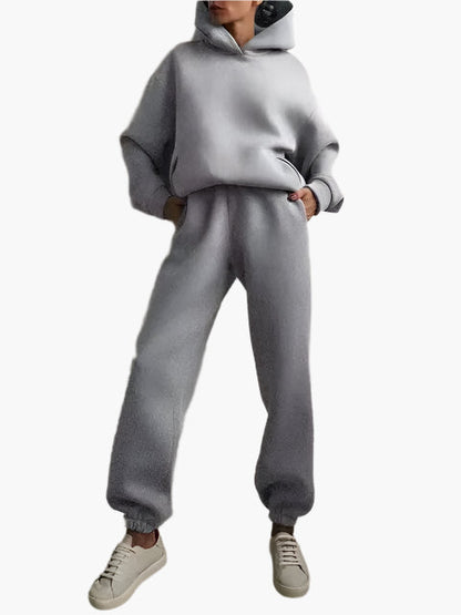 Women's Relaxed Fit Hoodie and Jogger Lounge Set – Casual Winterwear, Cozy Two-Piece Outfit