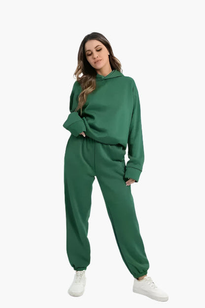 Women's Relaxed Fit Hoodie and Jogger Lounge Set – Casual Winterwear, Cozy Two-Piece Outfit