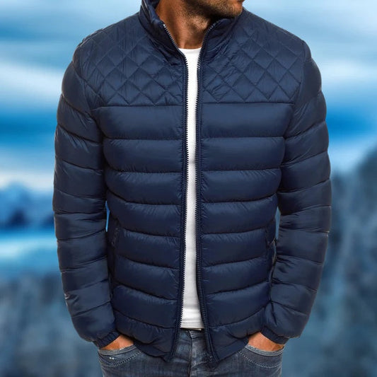 Men's Windproof and Waterproof Quilted Outdoor Jacket – Stylish All-Weather Everyday Wear