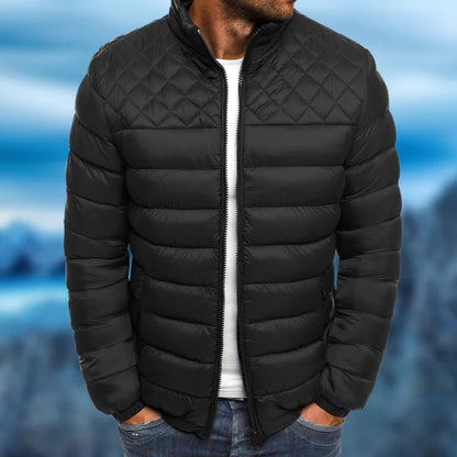 Men's Windproof and Waterproof Quilted Outdoor Jacket – Stylish All-Weather Everyday Wear