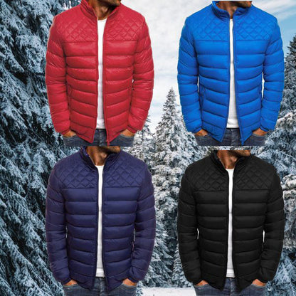 Men's Windproof and Waterproof Quilted Outdoor Jacket – Stylish All-Weather Everyday Wear