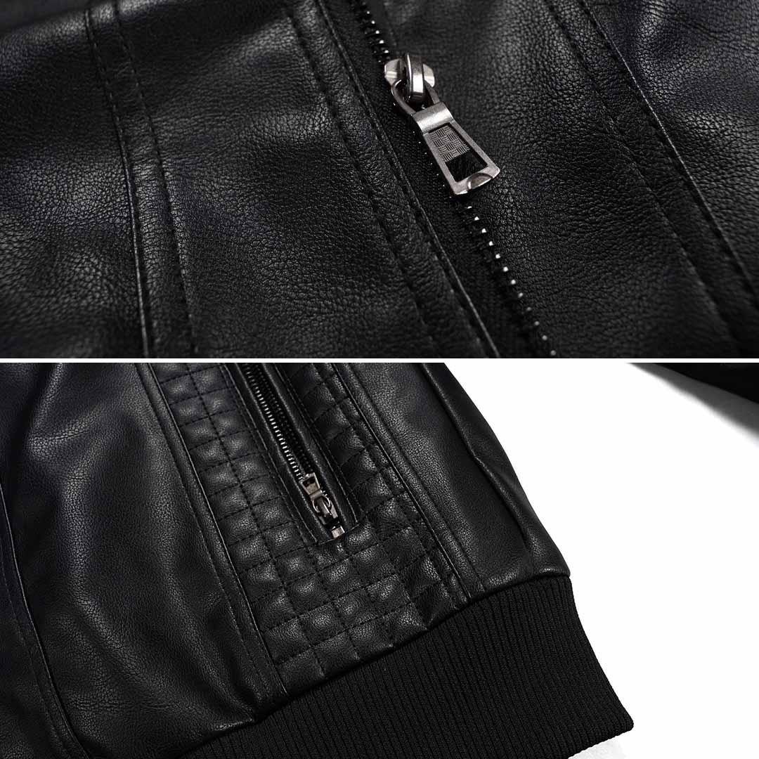 Men's Hooded Vegan Leather Jacket – Casual Street Style Motorcycle Outerwear