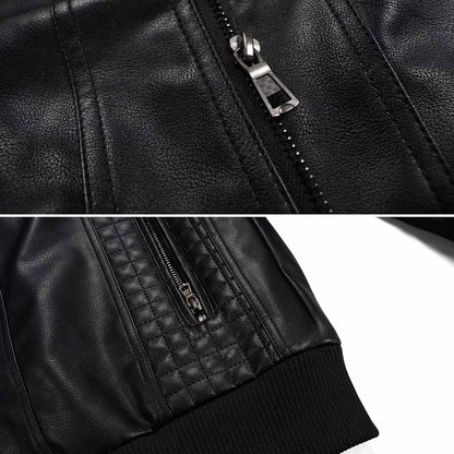 Men's Hooded Vegan Leather Jacket – Casual Street Style Motorcycle Outerwear