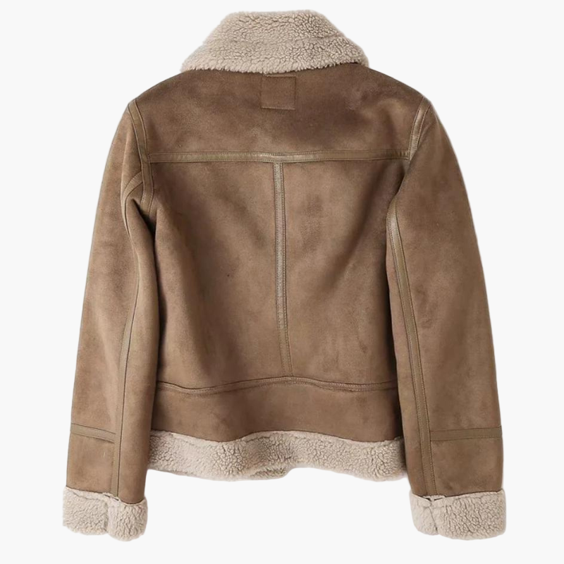 Women's Shearling-Lined Leather Biker Jacket – Timeless Vintage Style Outerwear