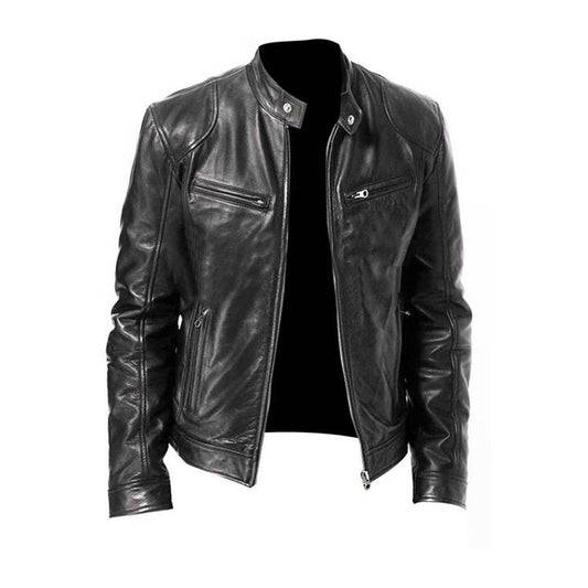 Men's Classic Vegan Leather Biker Jacket for Versatile Everyday Style