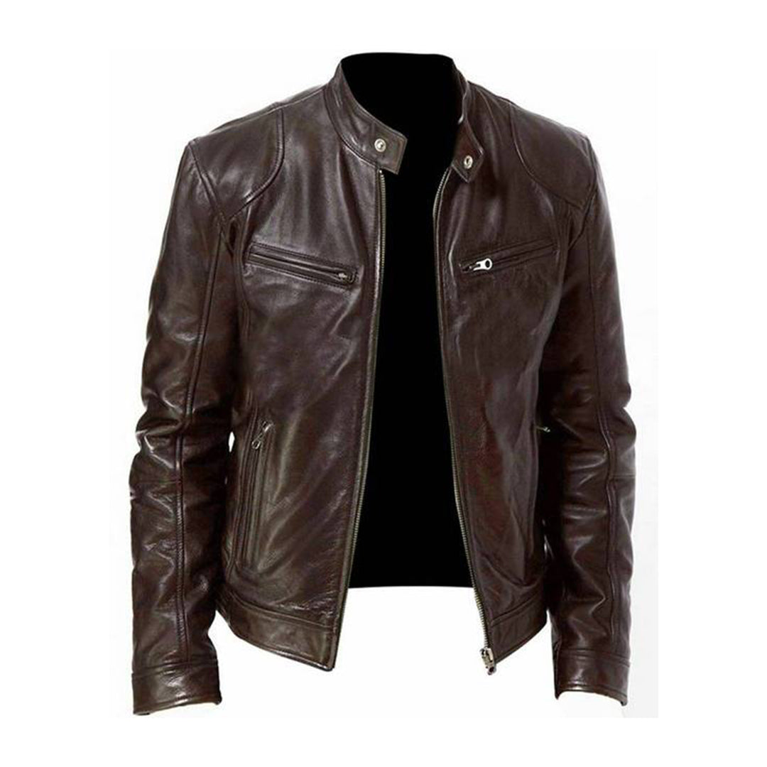 Men's Classic Vegan Leather Biker Jacket for Versatile Everyday Style