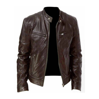 Men's Classic Vegan Leather Biker Jacket for Versatile Everyday Style