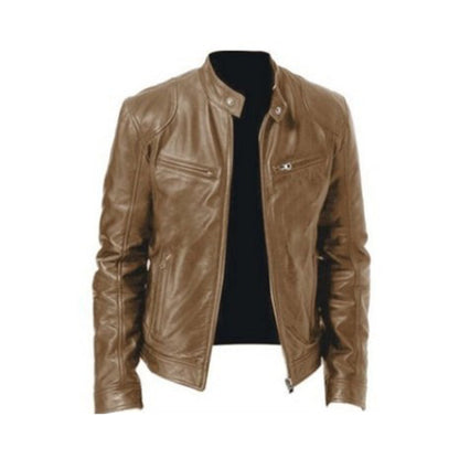 Men's Classic Vegan Leather Biker Jacket for Versatile Everyday Style