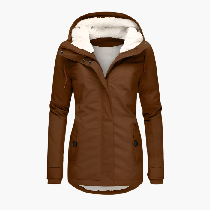 Women's Hooded Waterproof Winter Parka Jacket – Cozy Fleece Lined, Long Sleeve, Everyday Outdoor Coat