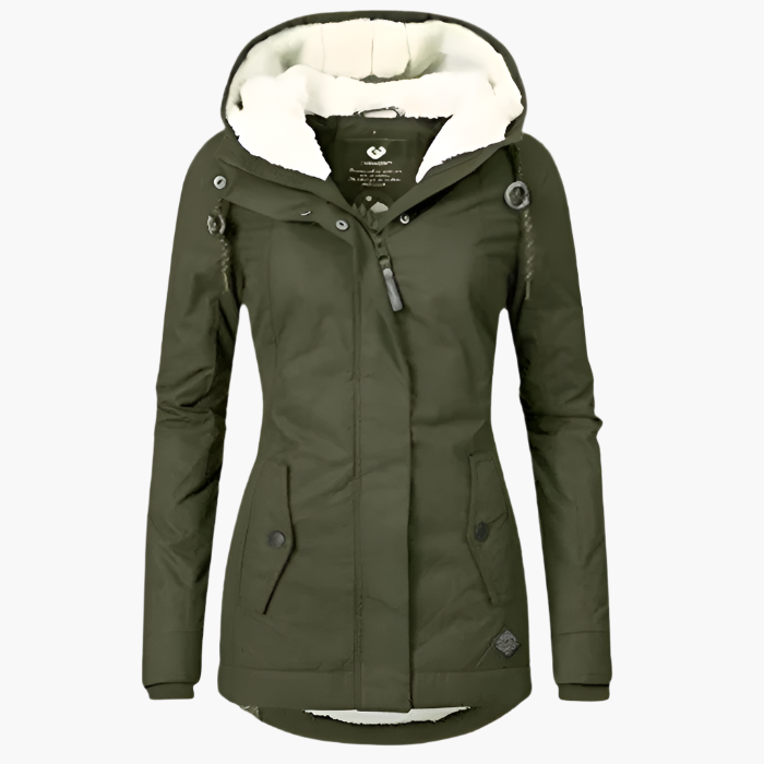 Women's Hooded Waterproof Winter Parka Jacket – Cozy Fleece Lined, Long Sleeve, Everyday Outdoor Coat