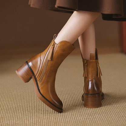 Women's High-Heel Leather Ankle Boots for Sophisticated Everyday Style