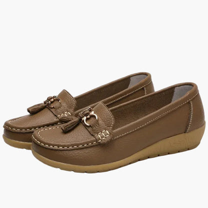 Women's Comfort Slip-On Loafers with Tassel Detail – Casual Orthopedic Walking Shoes