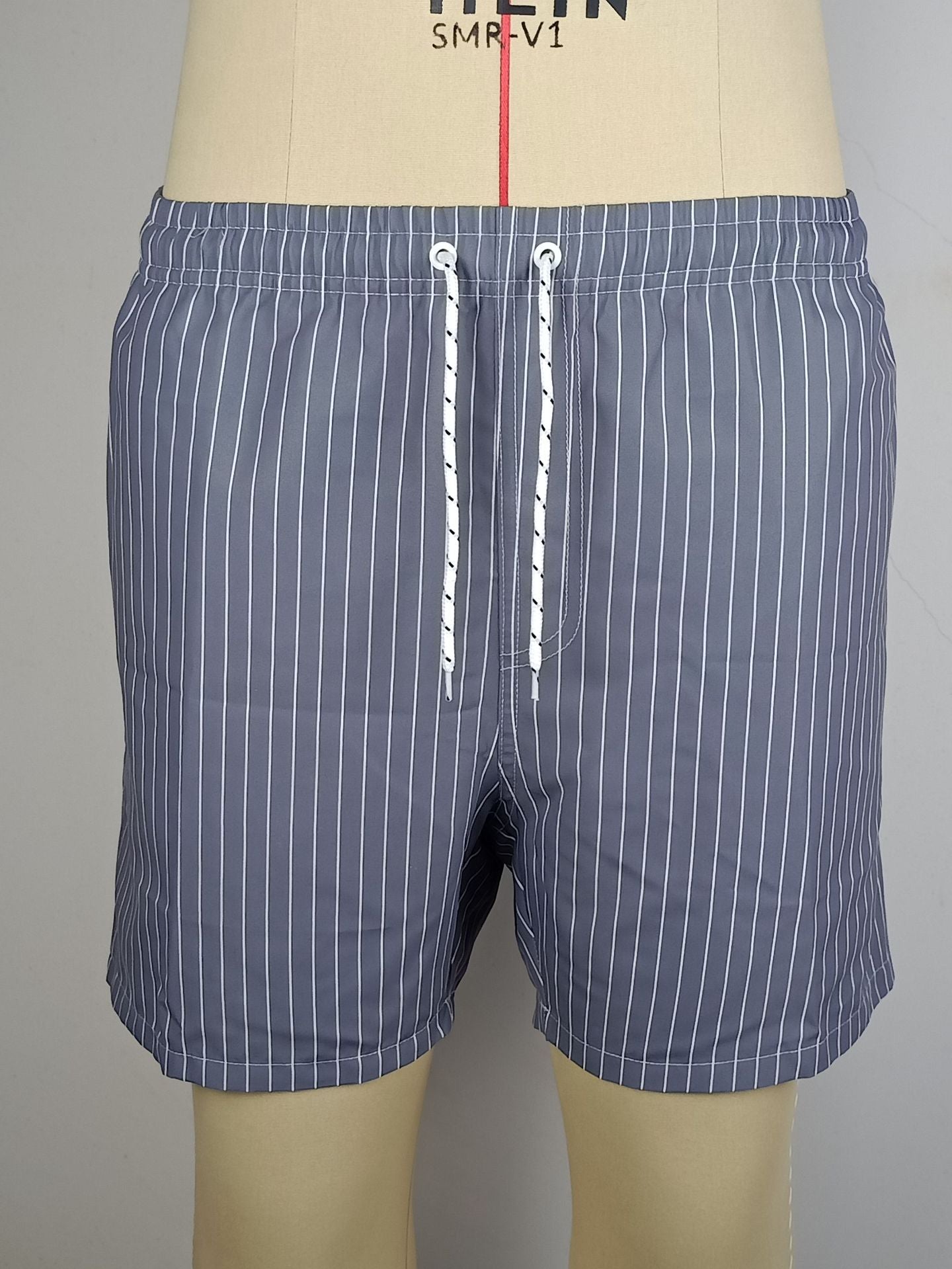 Men's Striped Casual Beach Shorts with Drawstring – Relaxed Fit Summer Swimwear