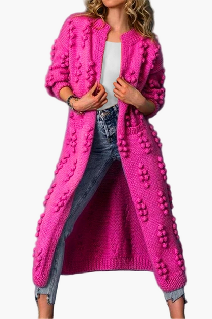Women's Long Textured Knit Cardigan – Elegant Casual Outerwear for Everyday Style