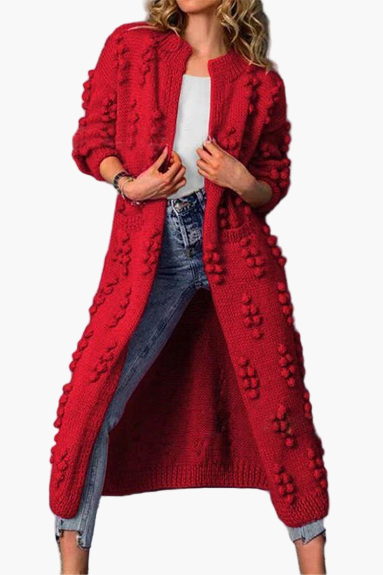 Women's Long Textured Knit Cardigan – Elegant Casual Outerwear for Everyday Style