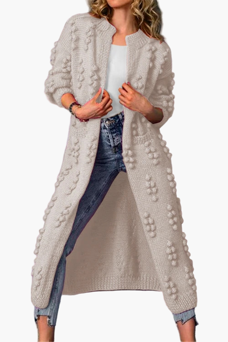 Women's Long Textured Knit Cardigan – Elegant Casual Outerwear for Everyday Style