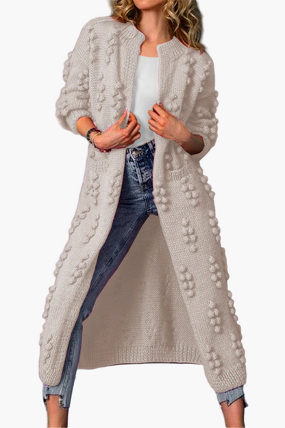 Women's Long Textured Knit Cardigan – Elegant Casual Outerwear for Everyday Style