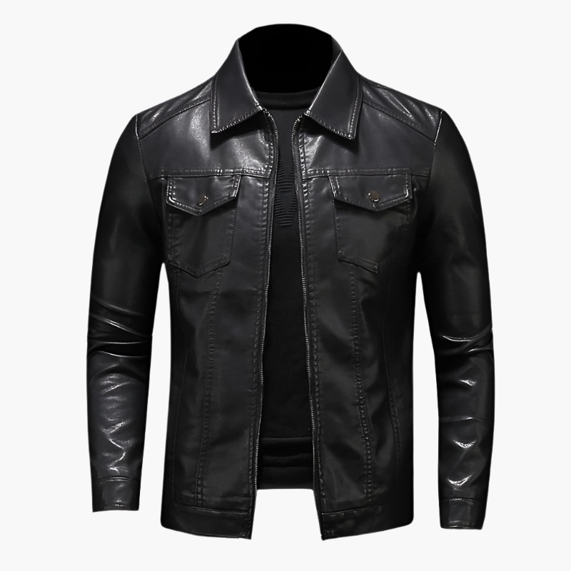 Men's Classic Faux Leather Jacket – Timeless Style for Casual and Formal Wear